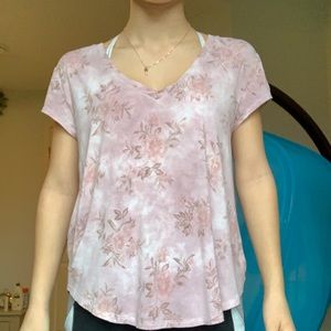 American Eagle Floral Pink Favorite T